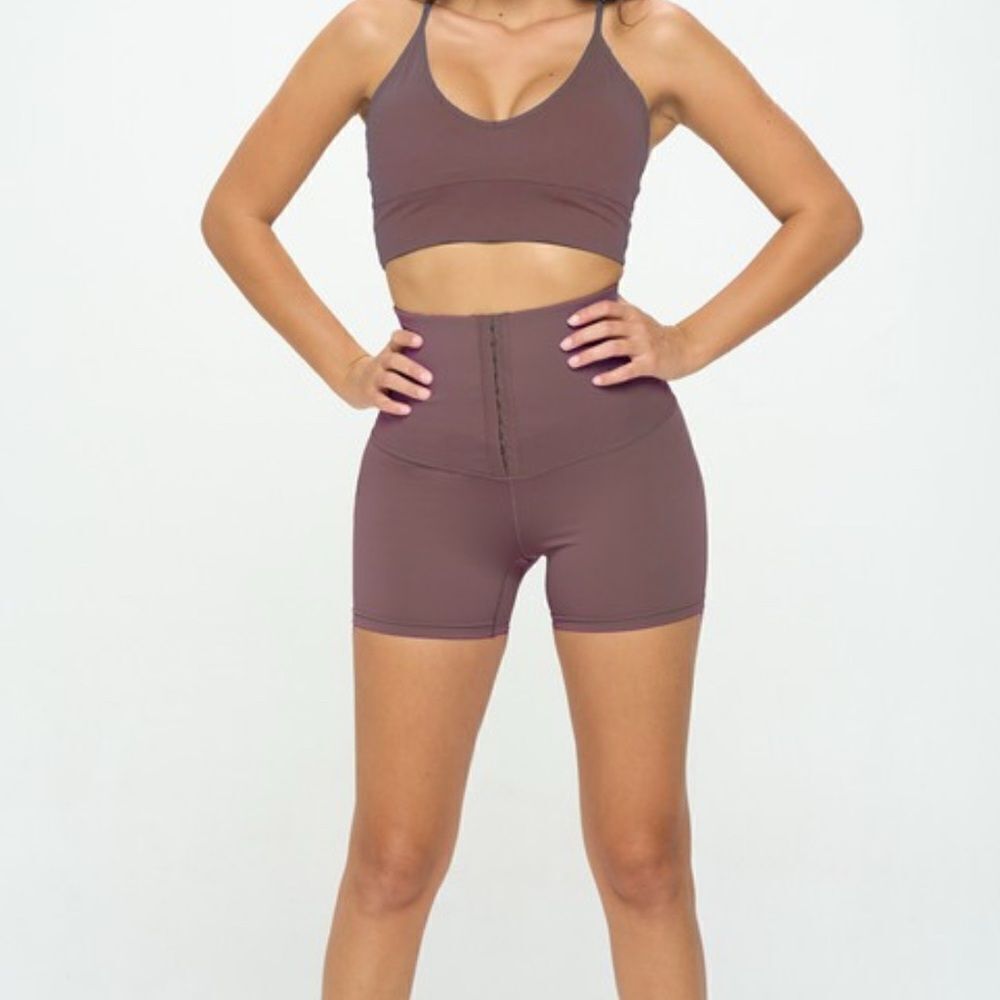 Corset Waist Buttery Soft Shorts Body Shaper Burgundy